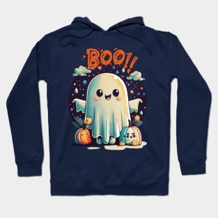 Funny Halloween Ghost Boo in Galaxy Hoodie